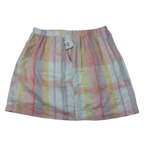 Copper Key NWT A-Line Skirt Pull-On Knee Length Lined Pastel Striped Linen Rayon - Picture 5 of 9